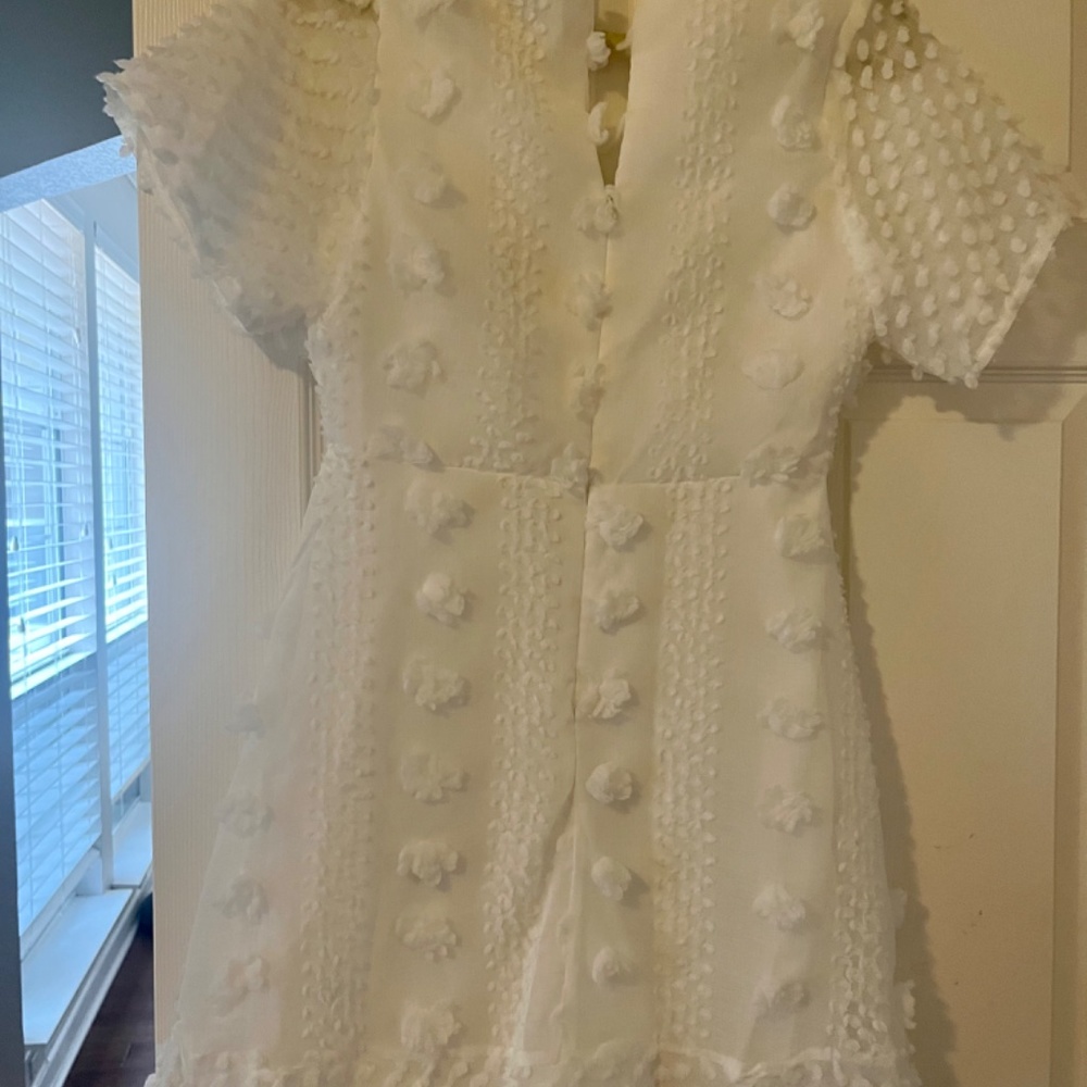 White Ruffle Short Dress - Picture 2 of 2